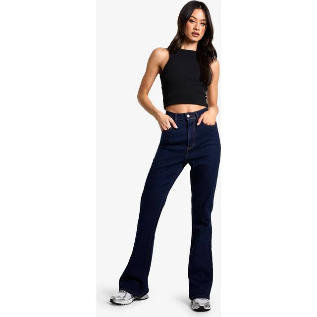 Womens The Tall High Waist Flared Jean - Blue - 14/36L