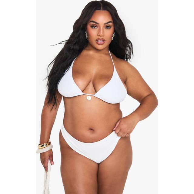 Womens PLUS DAISY TRIM BIKINI SET - White - 28