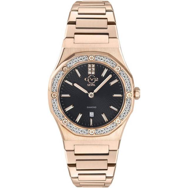 Womens Palmanova Black Dial rose gold Swiss Quartz Watch - Pink - One Size