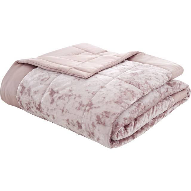 Crushed Velvet Bedspread - Blush