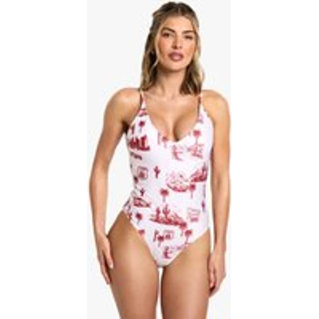 Womens Motel Print Swimsuit - Red - 10, Red