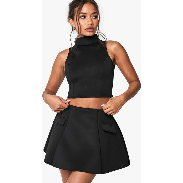 Womens Scuba Pocket Detail A Line Skirt - Black - 14, Black
