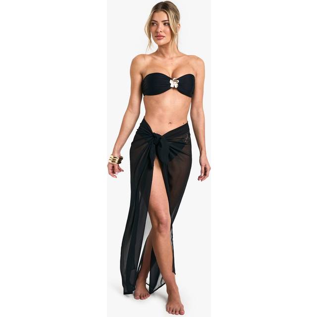 Womens Beachwear Essentials Sarong - Black - M, Black