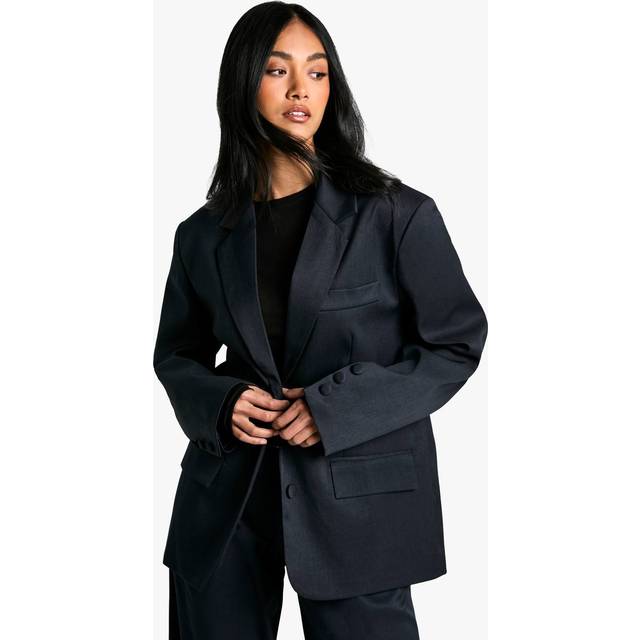 Womens Tailored Oversized Slouchy Blazer - Navy - 10