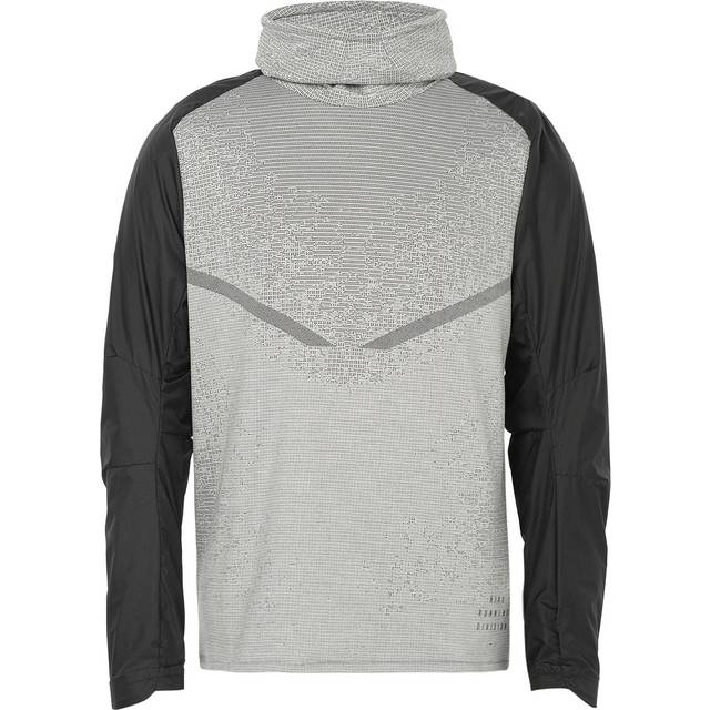 Men's Nike SS22 Colorblock Breathable High Collar Stripe Long Sleeves Black Gray T-Shirt DM4629-010 - Blackgray - XL
