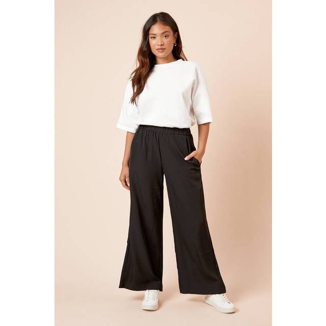 Womens Petite Elasticated Waist Straight Leg Trouser - Black - 10