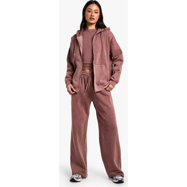 Womens Tall Acid Wash Zip Through 3 Piece Tracksuit - Red - S, Red