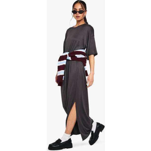 Womens Oversized T-shirt Maxi Dress - Grey - 16