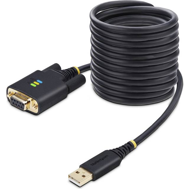 StarTech.com 10ft (3m) USB to Null Modem Serial Adapter Cable Interchangeable DB9 Screws/Nuts COM Retention USB-A to RS232 FTDI Level-4 ESD Protection Windows/macOS/ChromeOS/Linux - Rugged TPE Construction