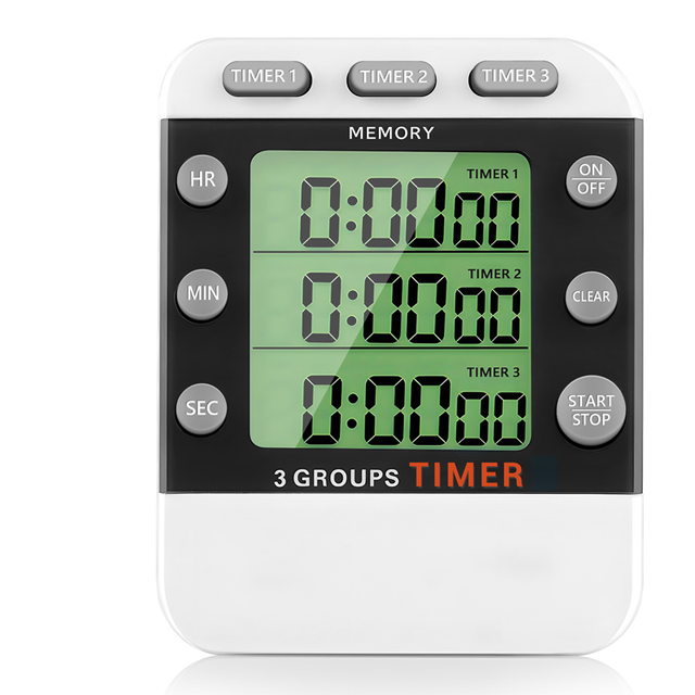 Digital Dual Kitchen Timer, 3 Channels Count UP/Down Triple Cooking Large Display, Loud Volume Alarm