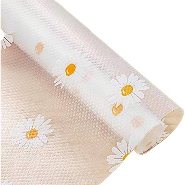 SHEIN 1 Roll Daisy Shelf Liner For Kitchen Cabinets,Non-Adhesive Drawer Liner,Non-Slip Refrigerator Liner,EVA Waterproof Fridge Pad Cupboard Mat Easy Placem