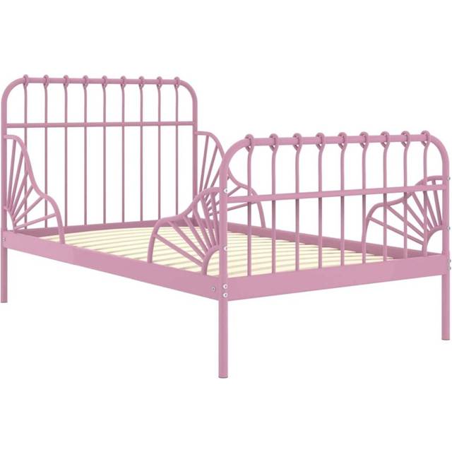 Vidaxl Extendable Bed Frame Pink Metal 80X130/200 Cm, Pink
