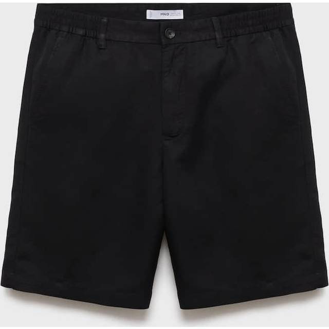 Linen-blend shorts with an elastic waistband black - Man - 31 - MANGO MAN - Black