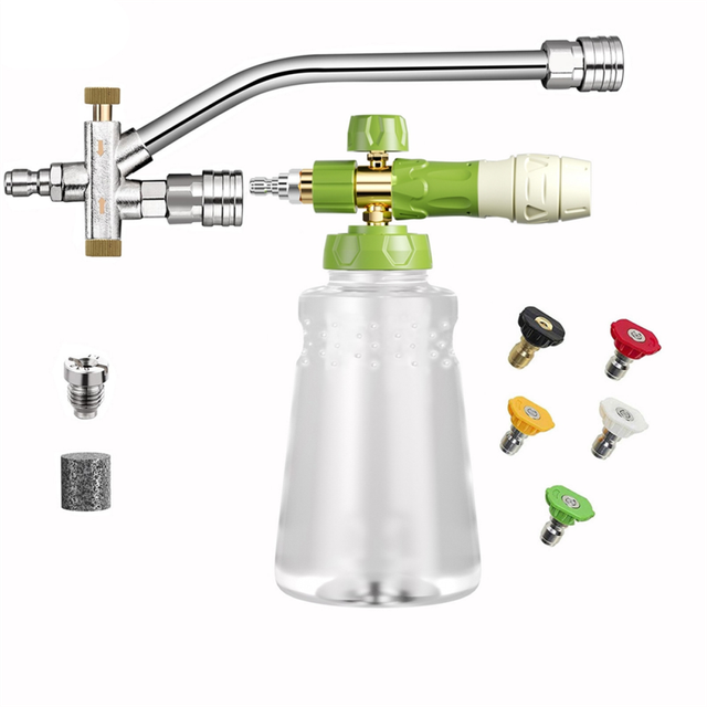 Foam Cannon with Double Tip Attachment,Adjustable Pressure Washer Foam,5 Power Sprayer Nozzles,1/4inch