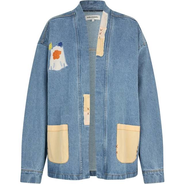 Lollys Laundry, Denim Jackets, female, Blue, XL, Denim Jacket with Embroidered Motifs