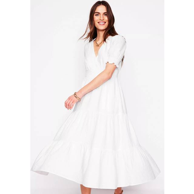 Boden Anna Double Cloth Cotton Midi Dress, White