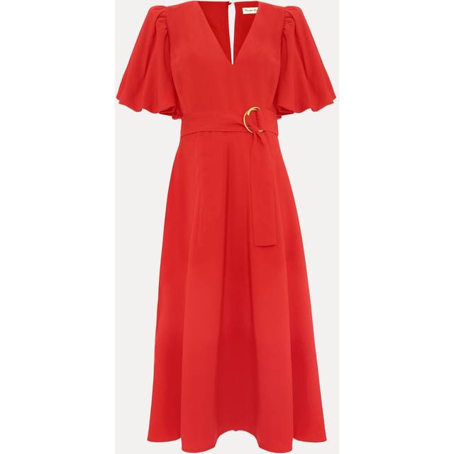 Phase Eight Zarah V-Neck Coral Midi Dress