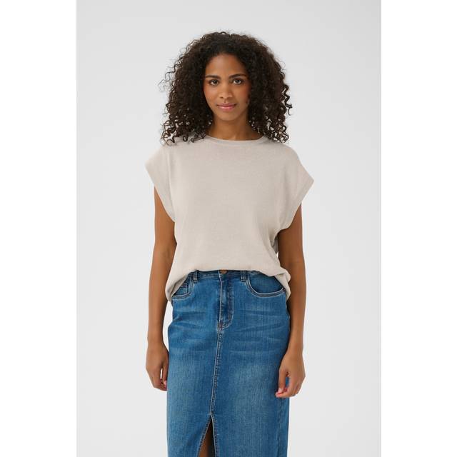 KAFFE Regina Open Back Knit Top, Mid Grey