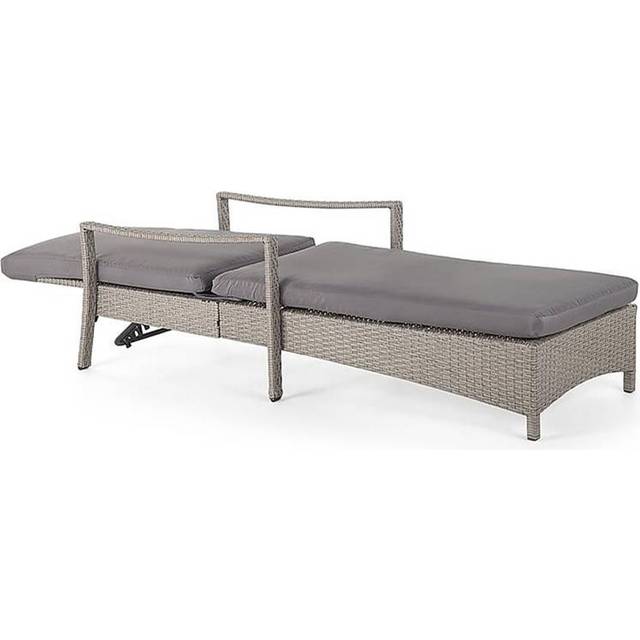 Beliani PE Rattan Reclining Sun Lounger Grey VASTO, Grey