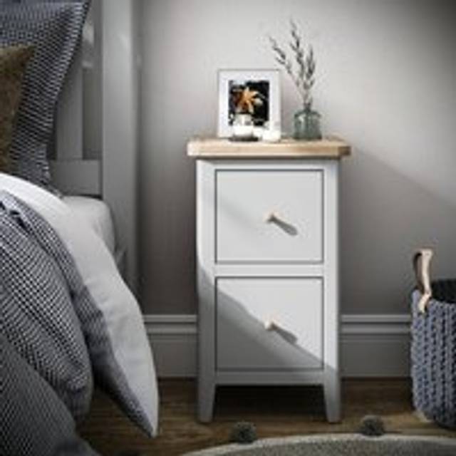 Bromley II 2 Drawer Slim Bedside Table - Bromley Grey