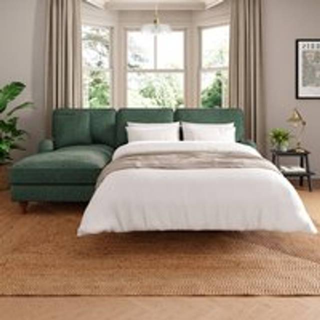 Beatrice II Blended Chenille Corner Sofa Bed - Blended Chenille Bottle Green