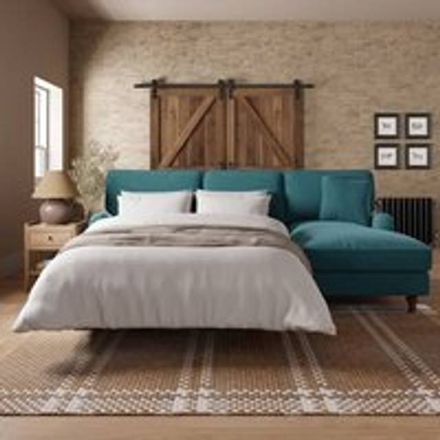 Beatrice II Velvet Corner Sofa Bed - Petrol