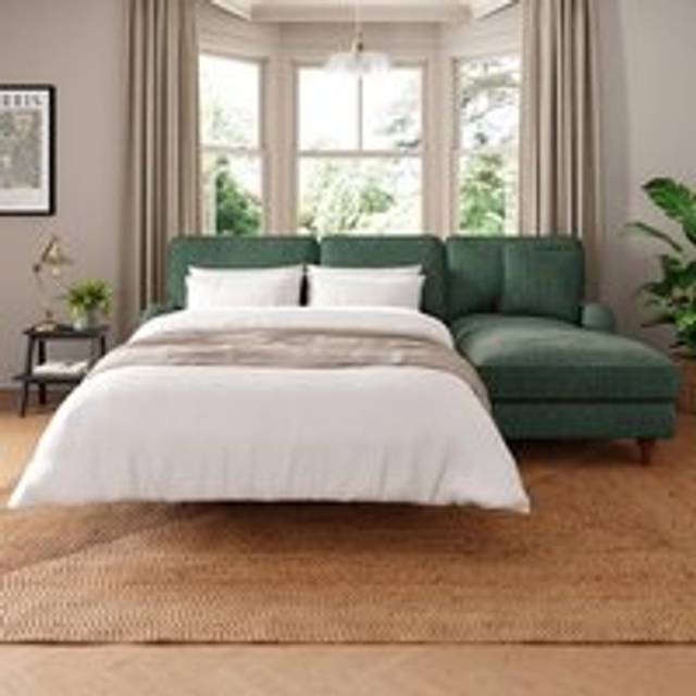 Beatrice II Blended Chenille Corner Sofa Bed - Blended Chenille Bottle Green