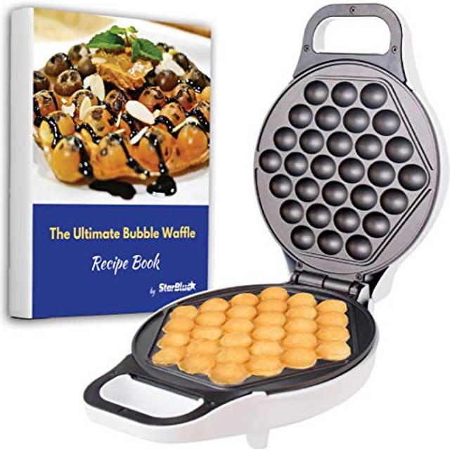 Hong Kong Bubble Waffle Maker by StarBlue with Bonus Recipe e-Book - White - Make Hong Kong Style Bubble Egg Waffle in 5 Minutes, AC 220-240V 50/
