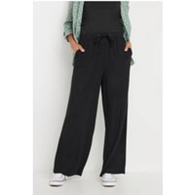 M&Co Black Drawstring Wide Leg Linen Trousers Regular > 16 M&Co Womens - Regular 16