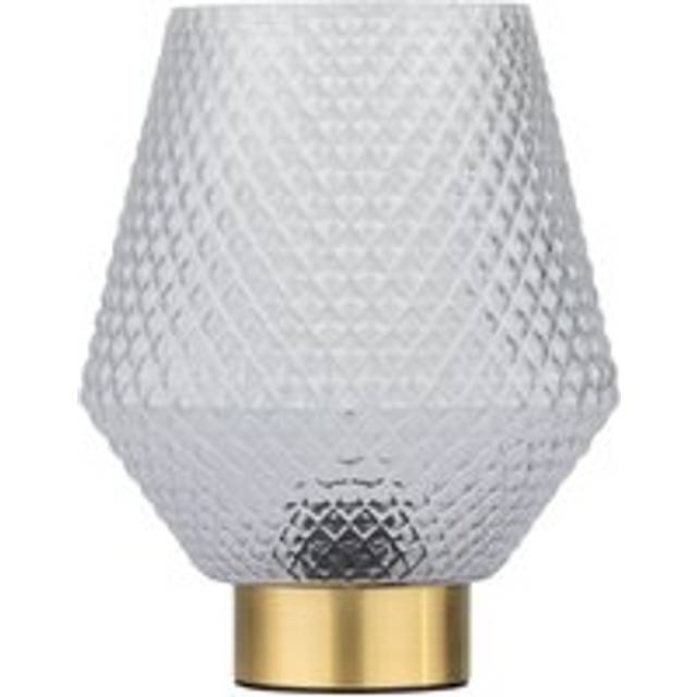Porter - Battery Operated Satin Brass Lamp with Clear Textured Glass