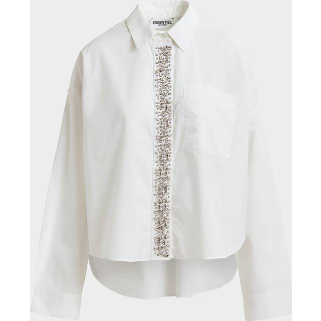 Hilver Embellished Placket Shirt - WHITE - Small