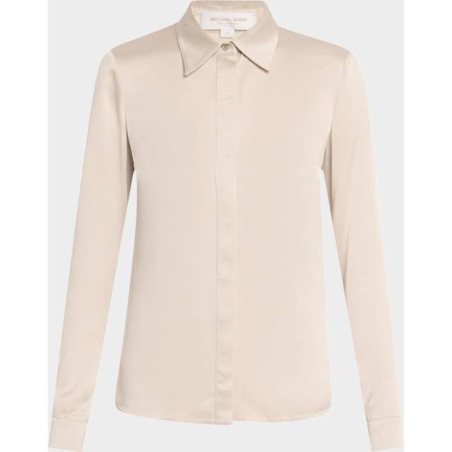 Hansen Charmeuse Button-Front Shirt - OYSTER - 6