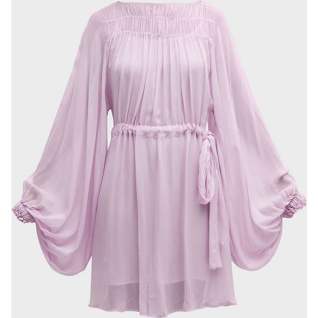 Pleated Poet-Sleeve Georgette Dress - LILAC - 44 IT (8 US)