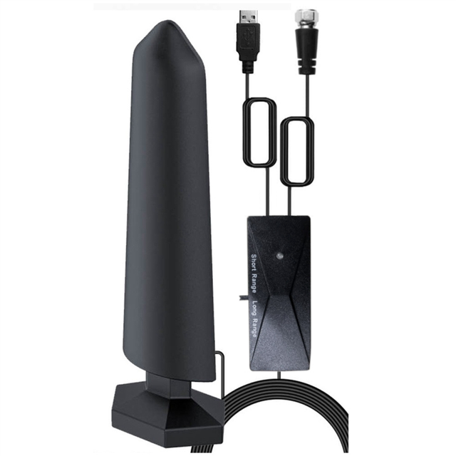 HDTV Indoor/Outdoor Digital TV Antenna with Amplifier Signal Booster, 120+ Miles Range for Smart