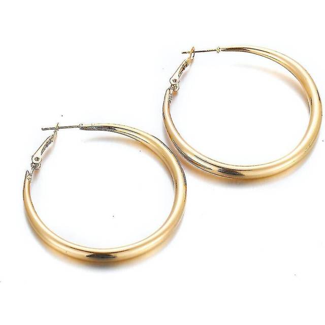 (As show, One size) Earrings Ear Rings Big Circle Golden Alloy Ear Studs For Party