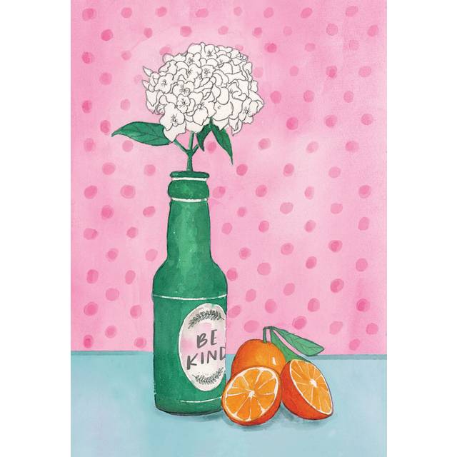 Still Life with Vaand Oranges - Painting Print - Black Floater Framed (46cm H x 30cm W)