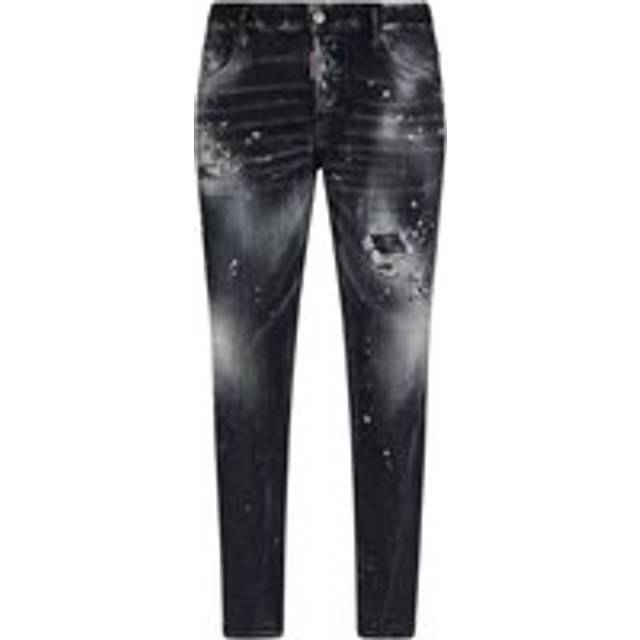 Skater Jean Paint Splatter Faded Black Wash Jeans - 34S