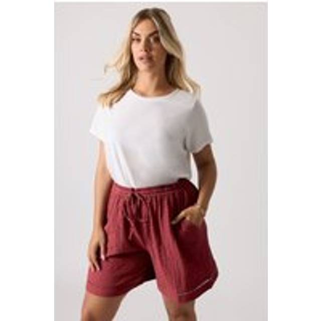Yours Curve Dark Red Crochet Trim Shorts, Women's Curve & Plus Size, Yours - 22-24