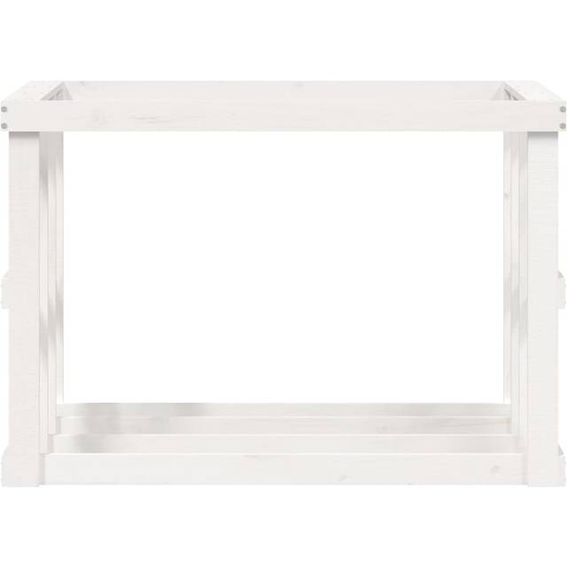 108Cm W Solid Wood Log Rack - White (74cm H X 108cm W X 52cm D)
