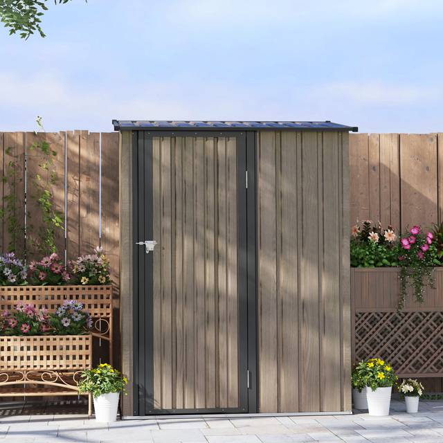 WFX Utility Garden 5 ft. W x 3 ft. D Galvanised Steel Storage Shed Light Grey 142cm W X 84cm D X 189cm H