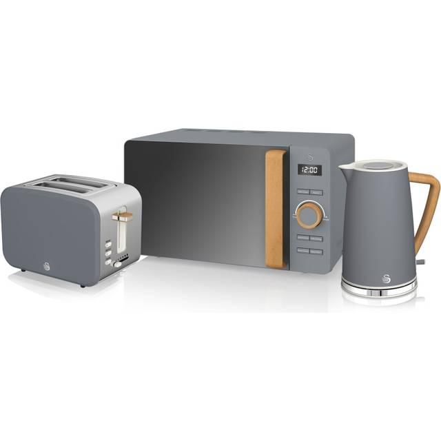 Nordic Grey 2-Slice Toaster, Kettle, and Microwave Bundle - Grey