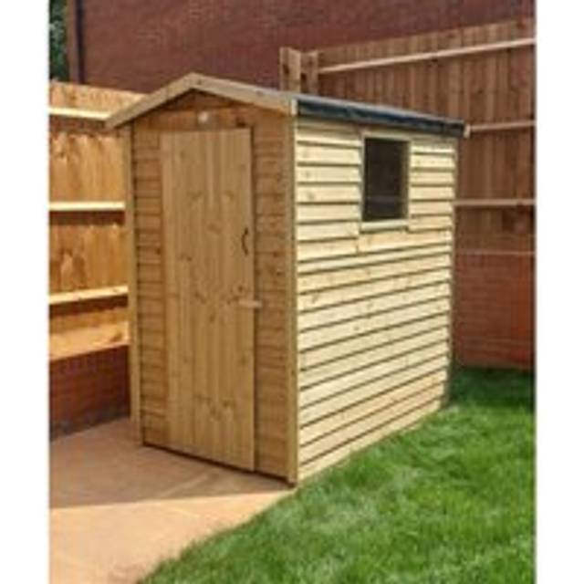 Churnet Valley Garden Furniture Budget 4ft Front x 6ft Deep Shed With 1 Window, Brown