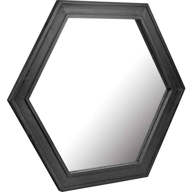 Decorative 24" Hexagon Hanging Wall Mirror - Black (60.45cm H X 52.58cm W X 2.3cm D)