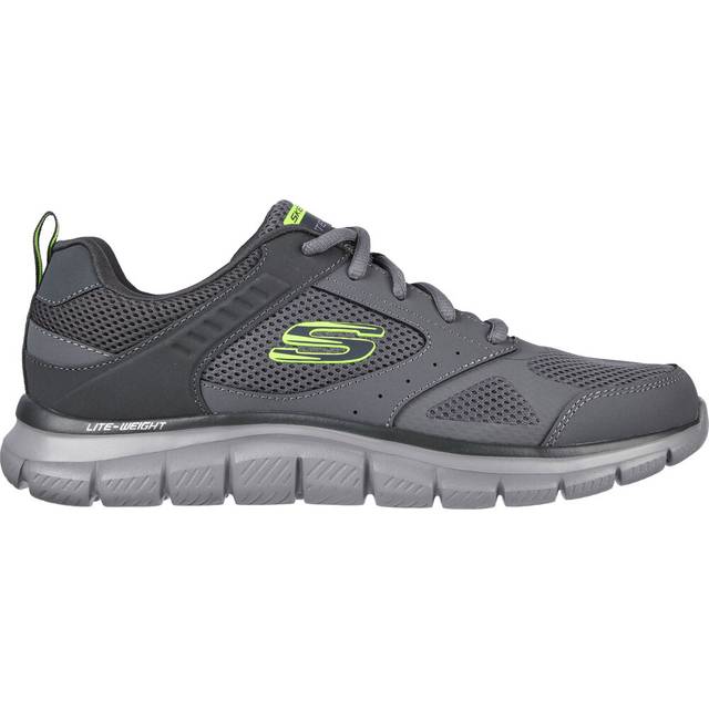 Skechers Mens Track Syntac Trainers in Charcoal Leather (archived) - Size UK 6