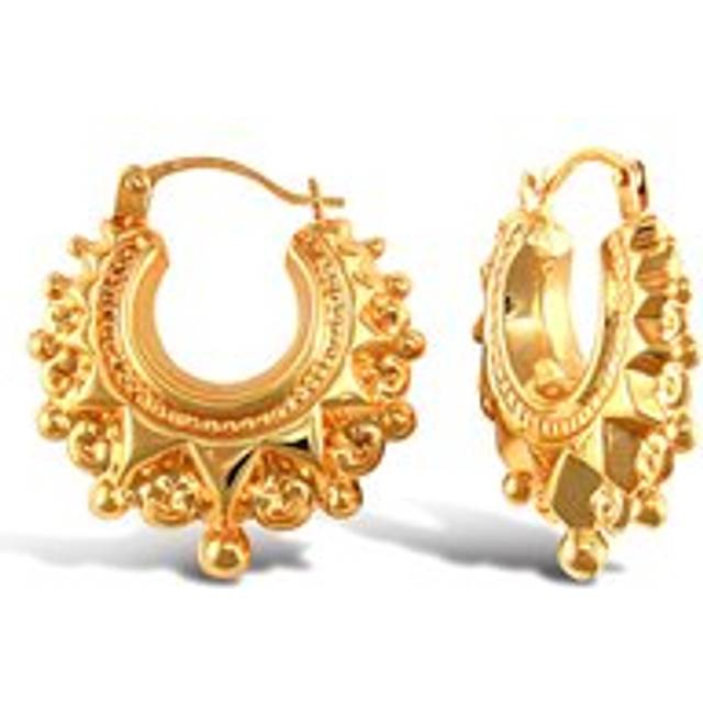 9ct Gold Victorian Spike Hoop Creole Earrings 15mm - JER829 - One Size