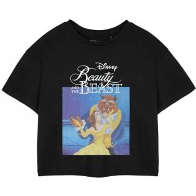 (3XL, Black) Beauty And The Beast Womens/Ladies Short-Sleeved Crop T-Shirt