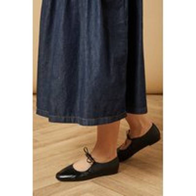 Elizabeth Faux Leather Lace Up Detail Flat Ballet Pumps - Black - 4