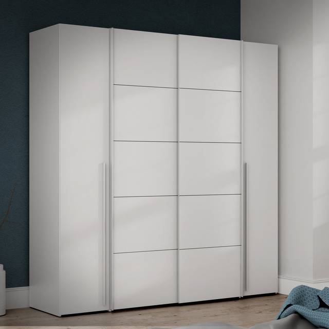 Zipcode Design Debarr 4 Door Sliding Wardrobe White 210cm H x 200.1cm W x 61.2cm D