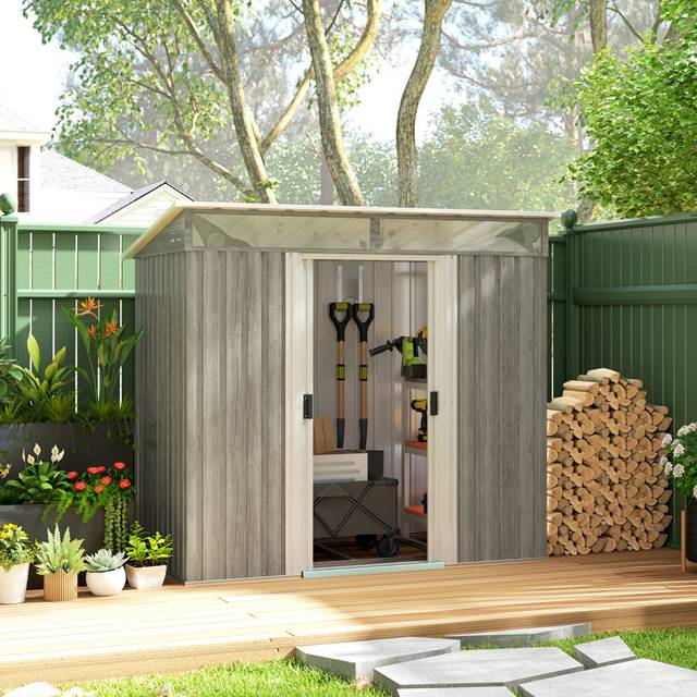 WFX Utility Garden 6 ft. W x 4 ft. D Galvanised Steel Storage Shed Light Grey 195cm W X 122cm D X 181.5cm H
