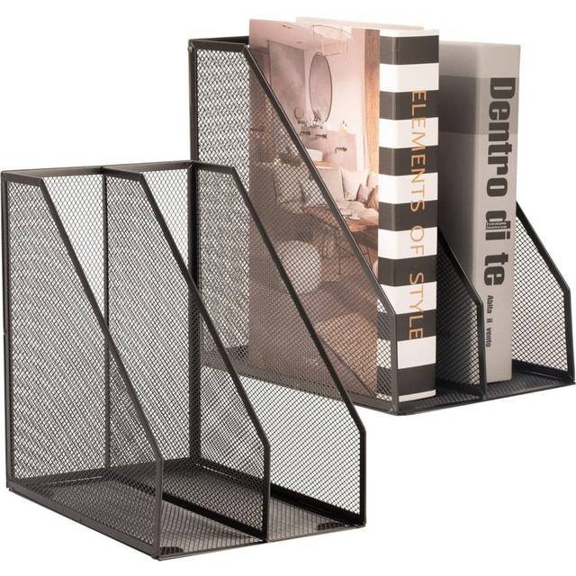 Metal Wire Mesh Desk Magazine & File Holder - Black (25cm H X 17cm W X 25cm D)